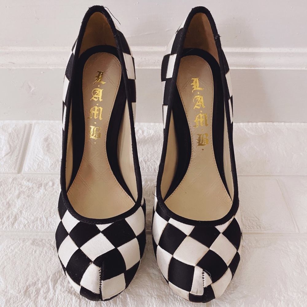 L.A.M.B. Checkered Daly Heels 6.5